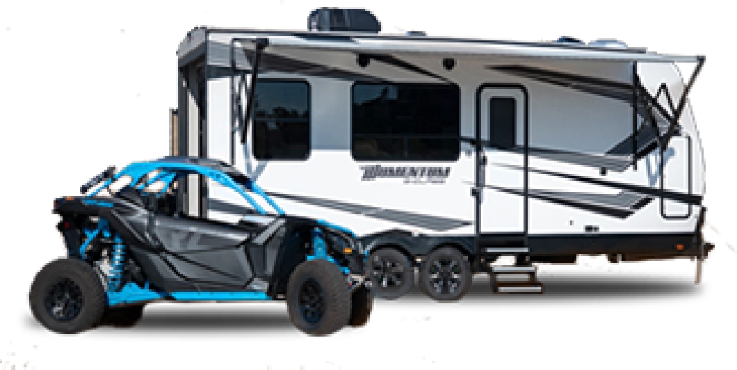 Toy hauler on the open road